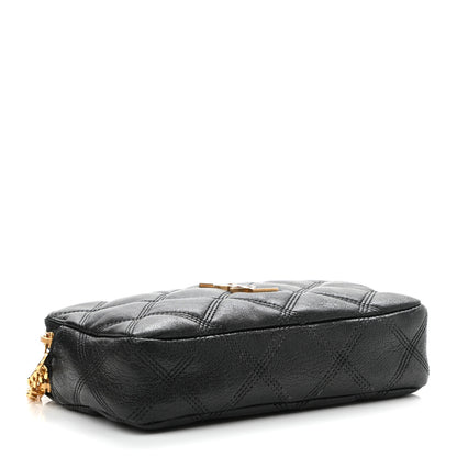 Saint Laurent Grained Lambskin Quilted Mini Becky Double Zip Bag Black 4 of 12
