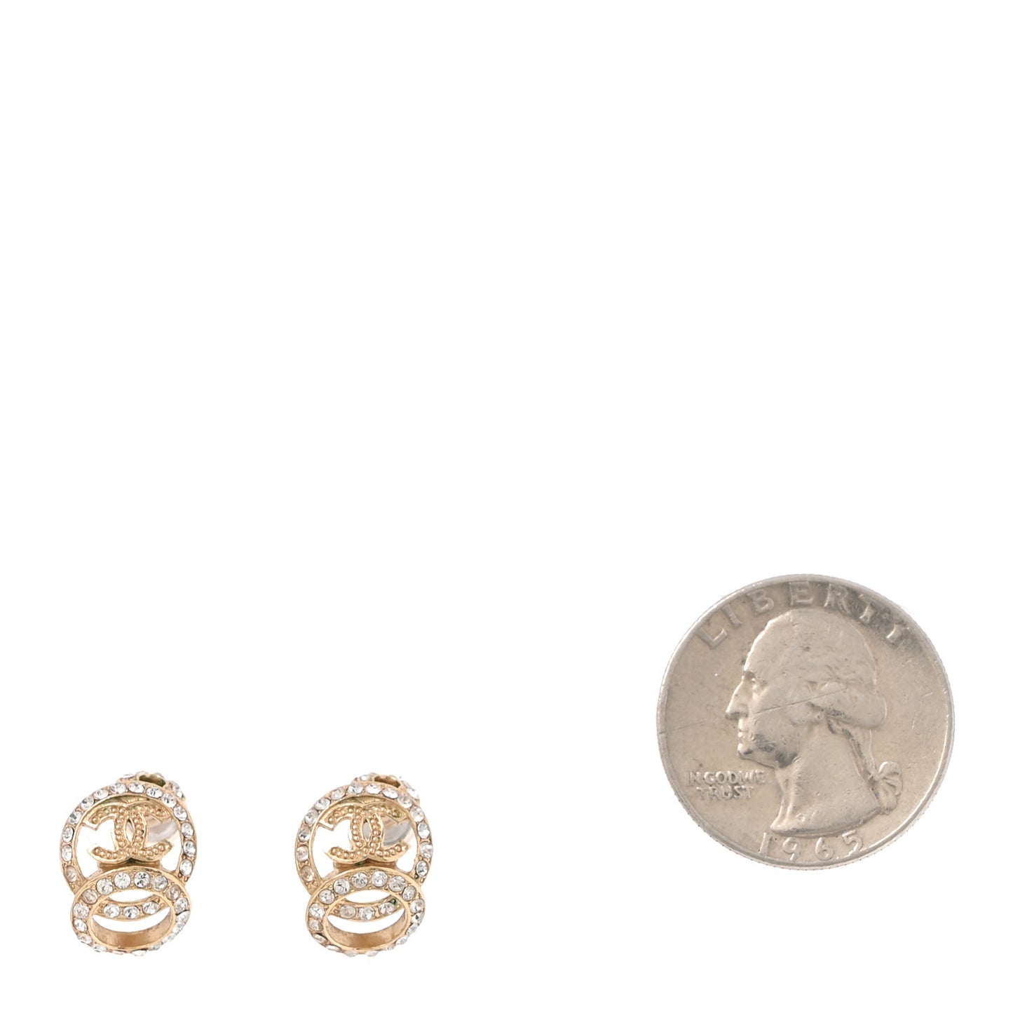 Crystal CC Double Hoop Earrings Gold