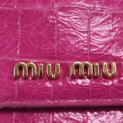 Miu Miu Crocodile Flap Wallet Peonia Fucsia 10 of 10