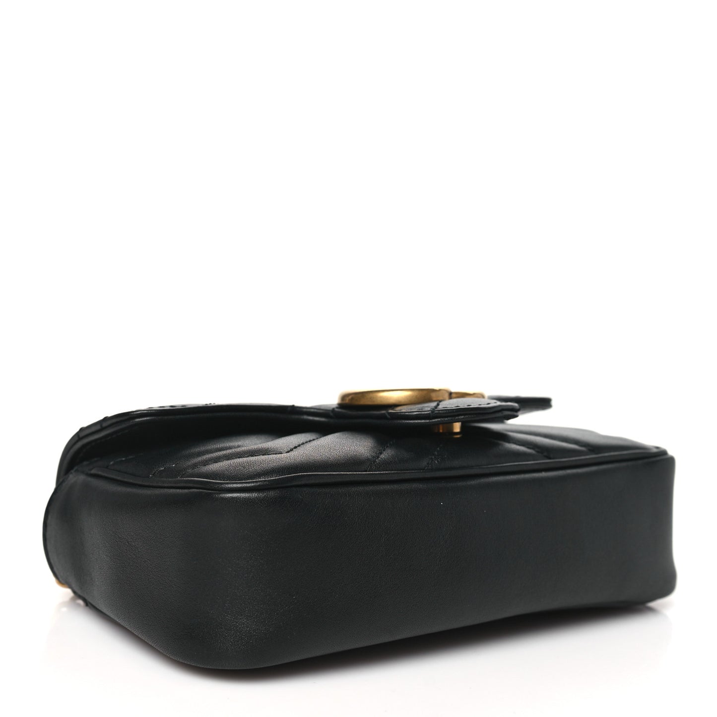 Calfskin Matelasse Super Mini GG Marmont Shoulder Bag Black