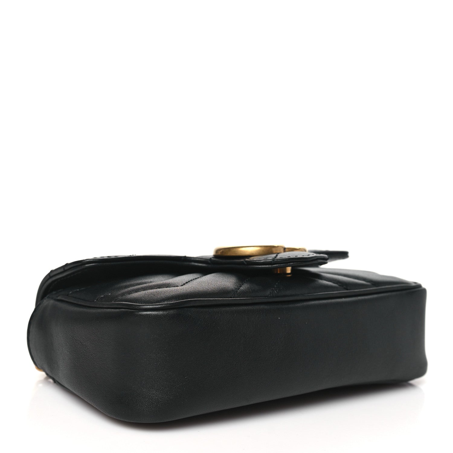 Gucci Calfskin Matelasse Super Mini GG Marmont Shoulder Bag Black 4 of 10