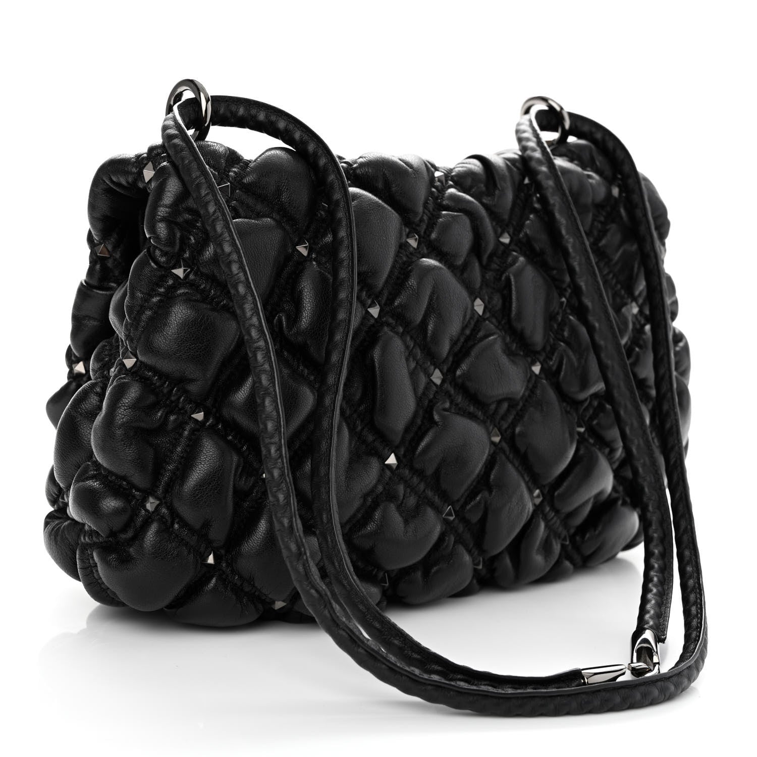 Valentino Garavani Nappa Medium Spikeme Shoulder Bag Black 3 of 11