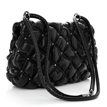 Valentino Garavani Nappa Medium Spikeme Shoulder Bag Black 3 of 11