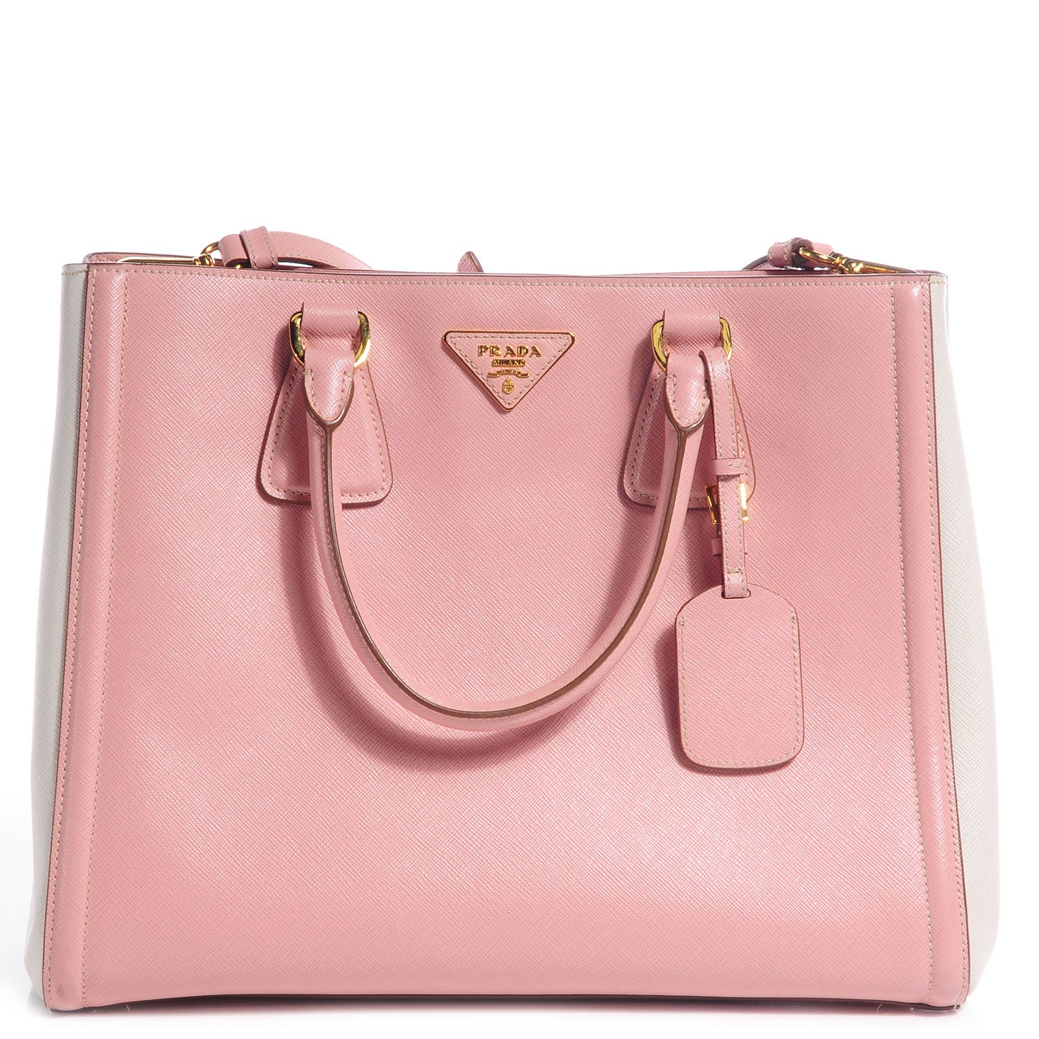 Prada Saffiano Lux Medium Bi-Color Tote Orchidea Talco 1 of 15