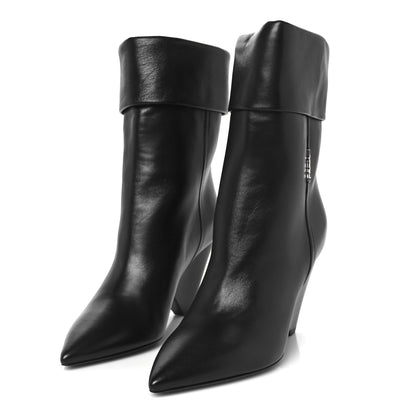 Saint Laurent Calfskin Niki 85 Wedge Booties 37.5 Black 4 of 10
