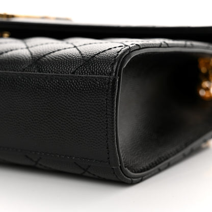 Saint Laurent Grain De Poudre Textured Mixed Matelasse Triquilt Medium Monogram Satchel Black 10 of 12