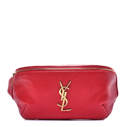 Saint Laurent Grain De Poudre Monogram Belt Bag Rouge Eros 1 of 13