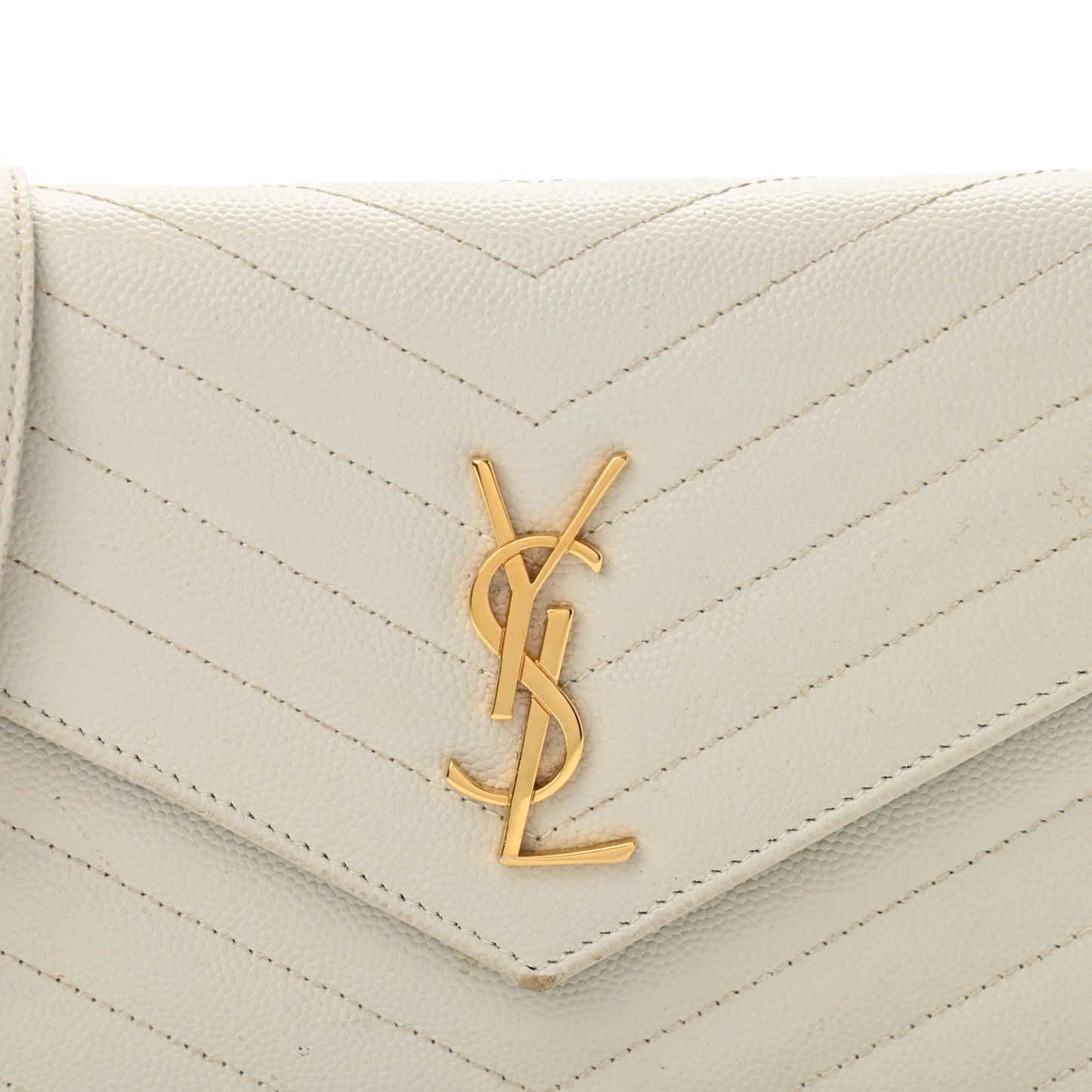 Grain De Poudre Matelasse Chevron Monogram Envelope Chain Wallet Crema Soft