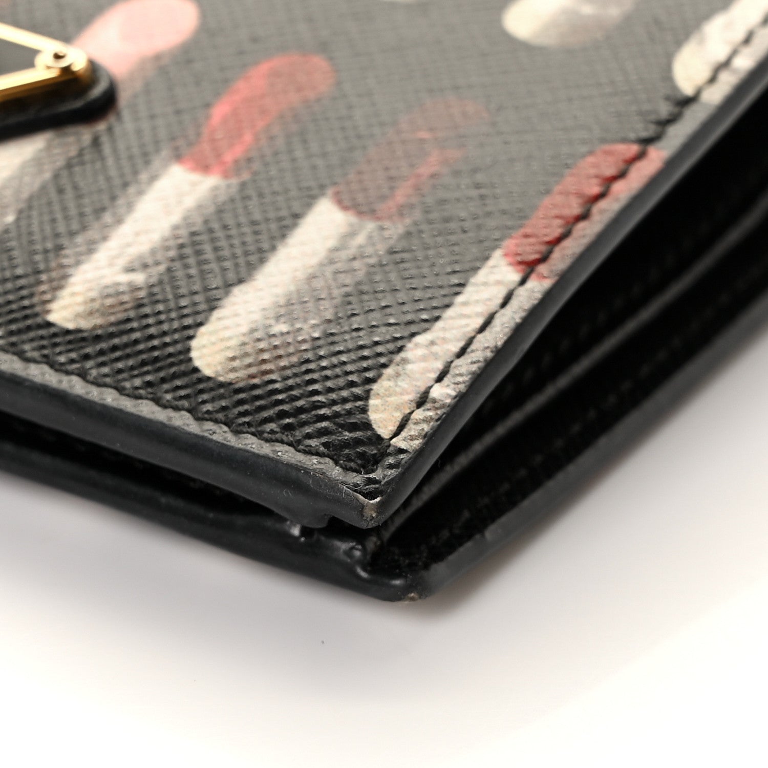 Prada Saffiano Lipstick Print Bi-Fold Wallet Black 7 of 12