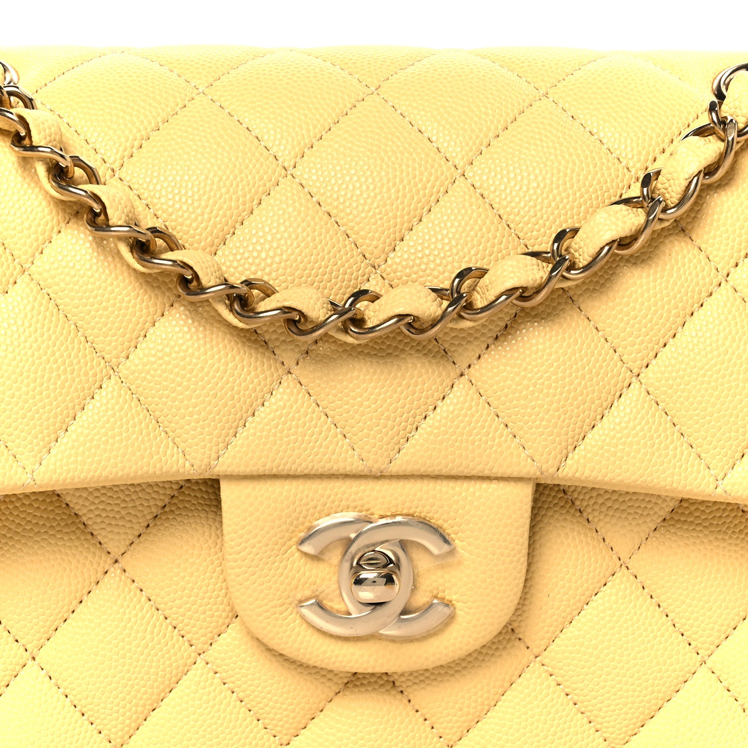 Chanel Caviar Quilted Small Double Flap Light Yellow 9 of 11