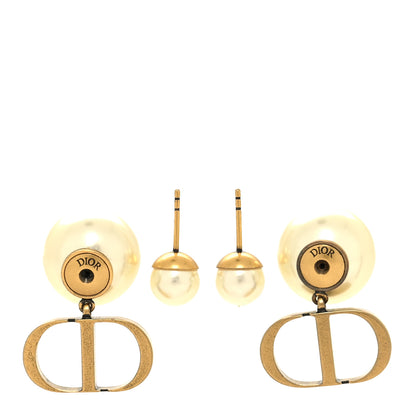 Christian Dior Pearl Logo Earrings Gold 3 of 4