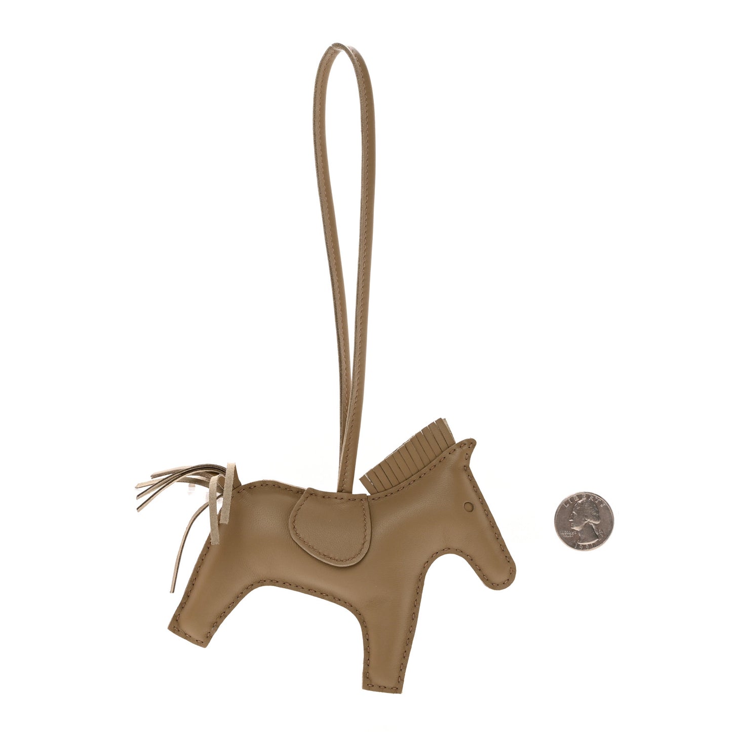 Milo Lambskin Grigri Rodeo Horse Bag Charm MM Beige Marfa