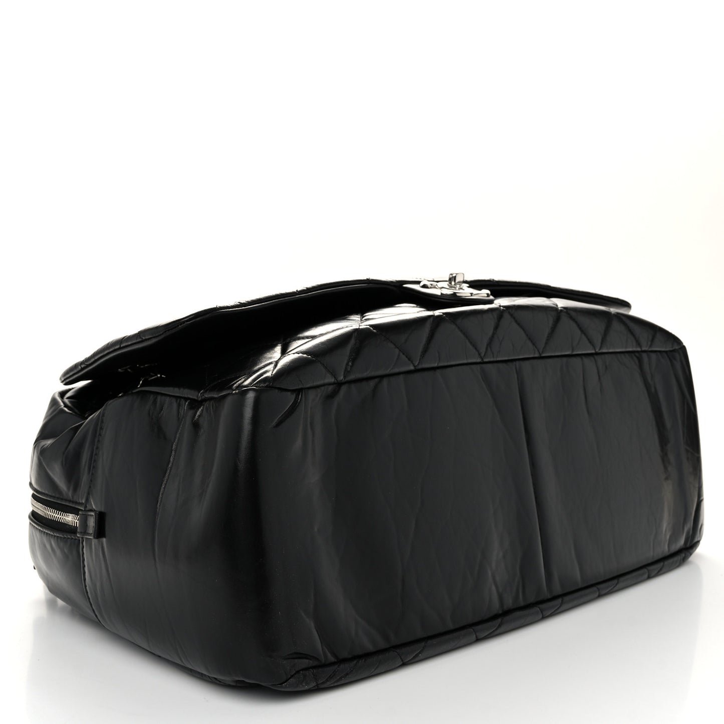 Aged Calfskin Quilted Large Express Bowling Bag Black