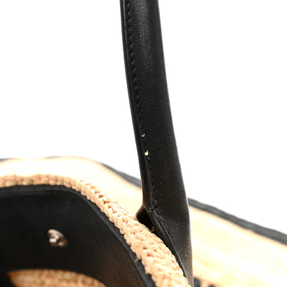 Saint Laurent Raffia Calfskin Rive Gauche Tote Naturale Black 13 of 14
