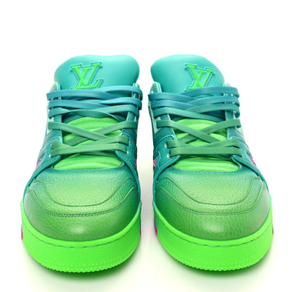 Louis Vuitton Calfskin Mens LV Trainer Sneakers Green Ombre 2 of 9