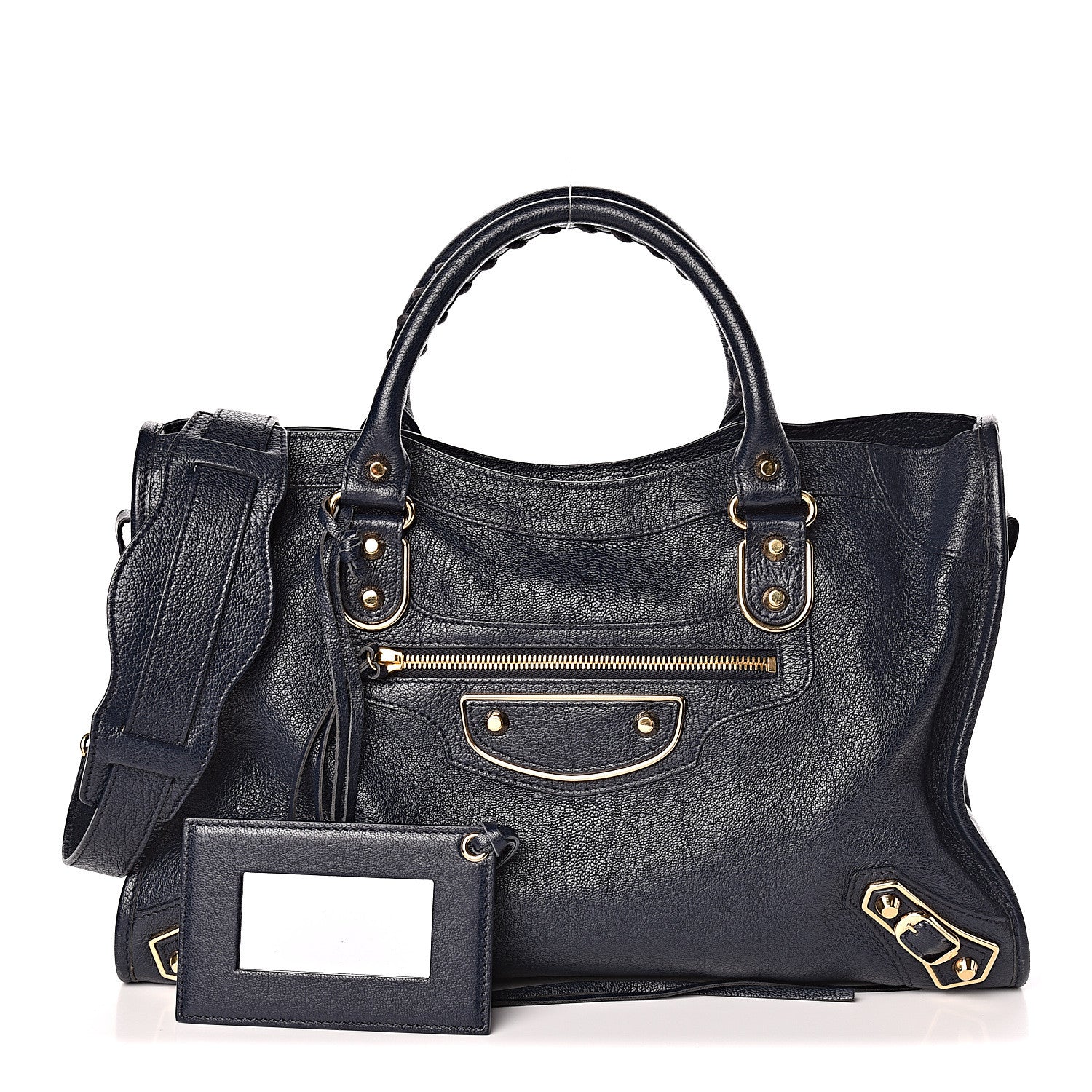 Balenciaga Chevre Gold Metallic Edge Hardware City Bleu Nuit Dark Sea 1 of 18