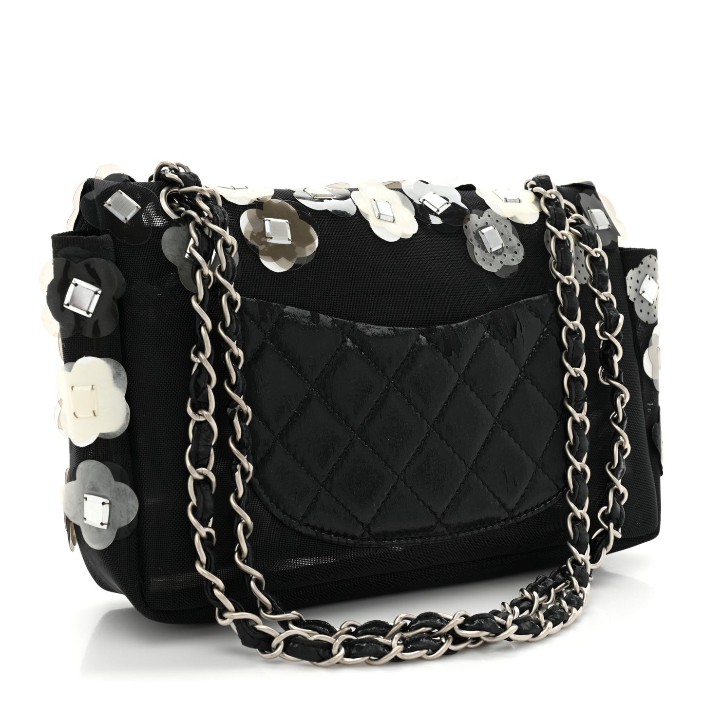 Mesh Paillette Sequin Flap Black