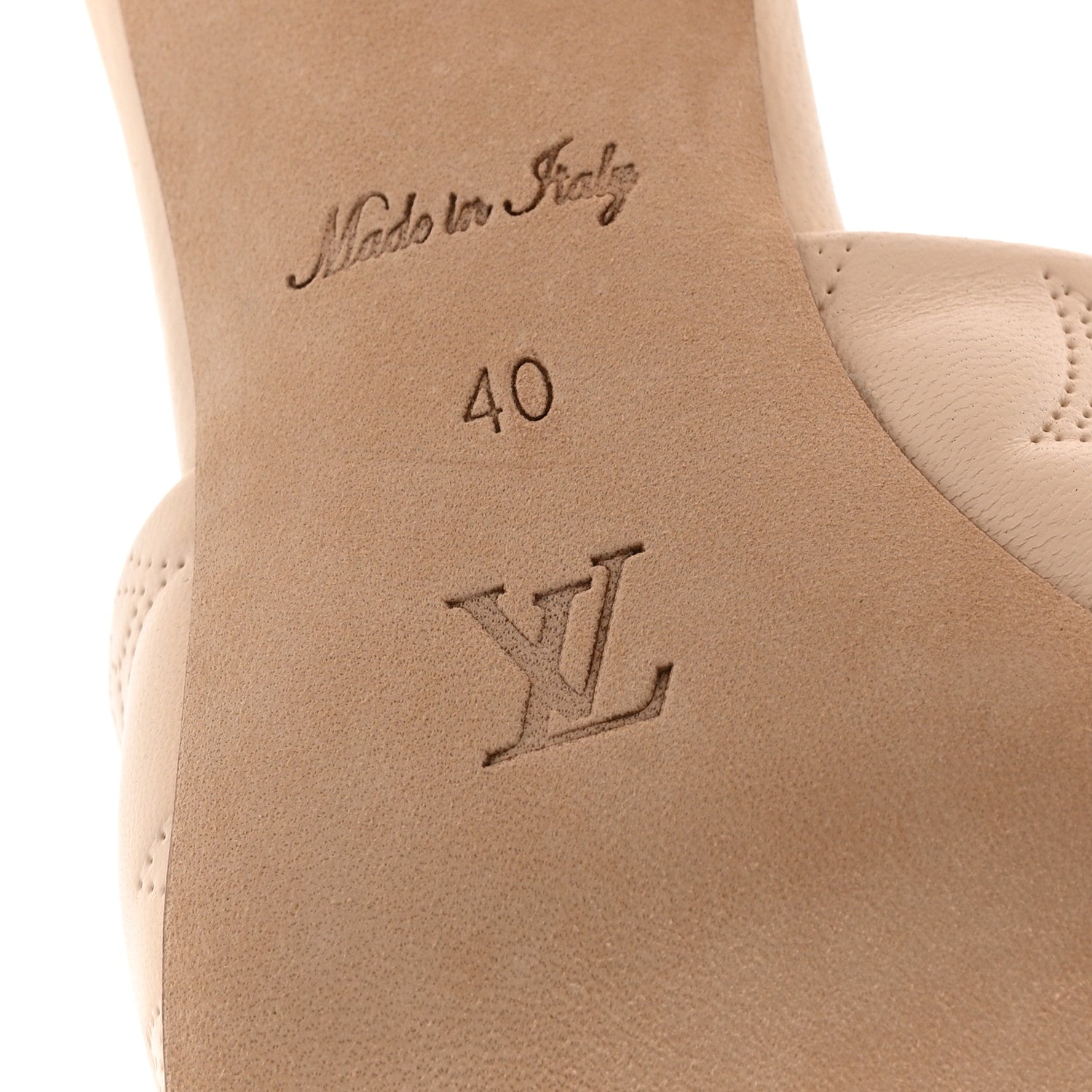 Louis Vuitton Lambskin Embossed Monogram Revival High Heel Mules 40 Beige 8 of 10