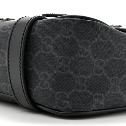 Gucci GG Supreme Monogram Textured Dollar Calfskin Retro Interlocking G Flap Messenger Bag Black 9 of 12