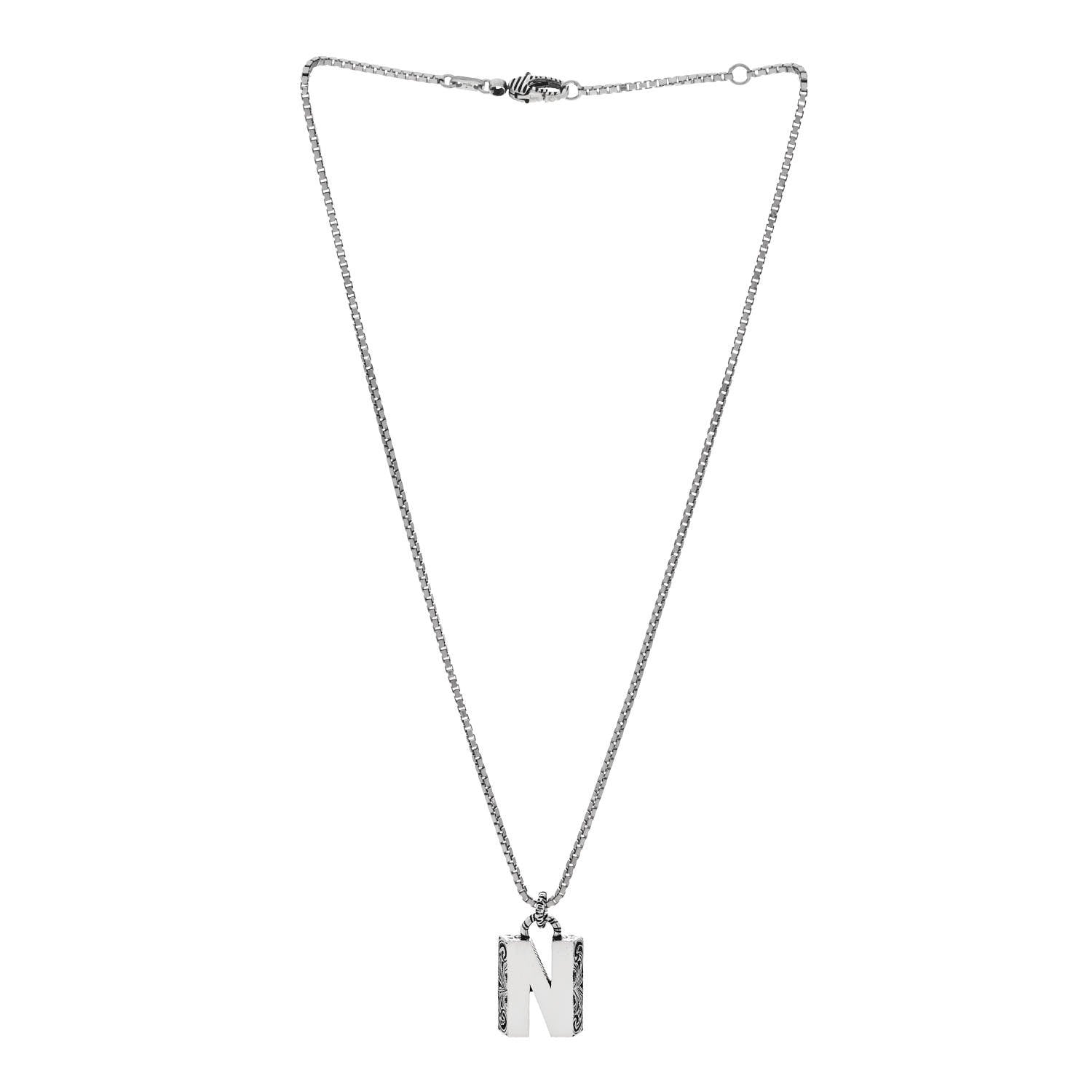Gucci Sterling Silver Letter N Pendant Necklace 3 of 7