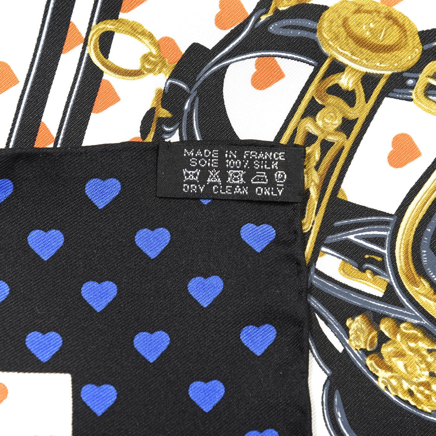 Silk Brides De Gala Love Pocket Square Black White Orange