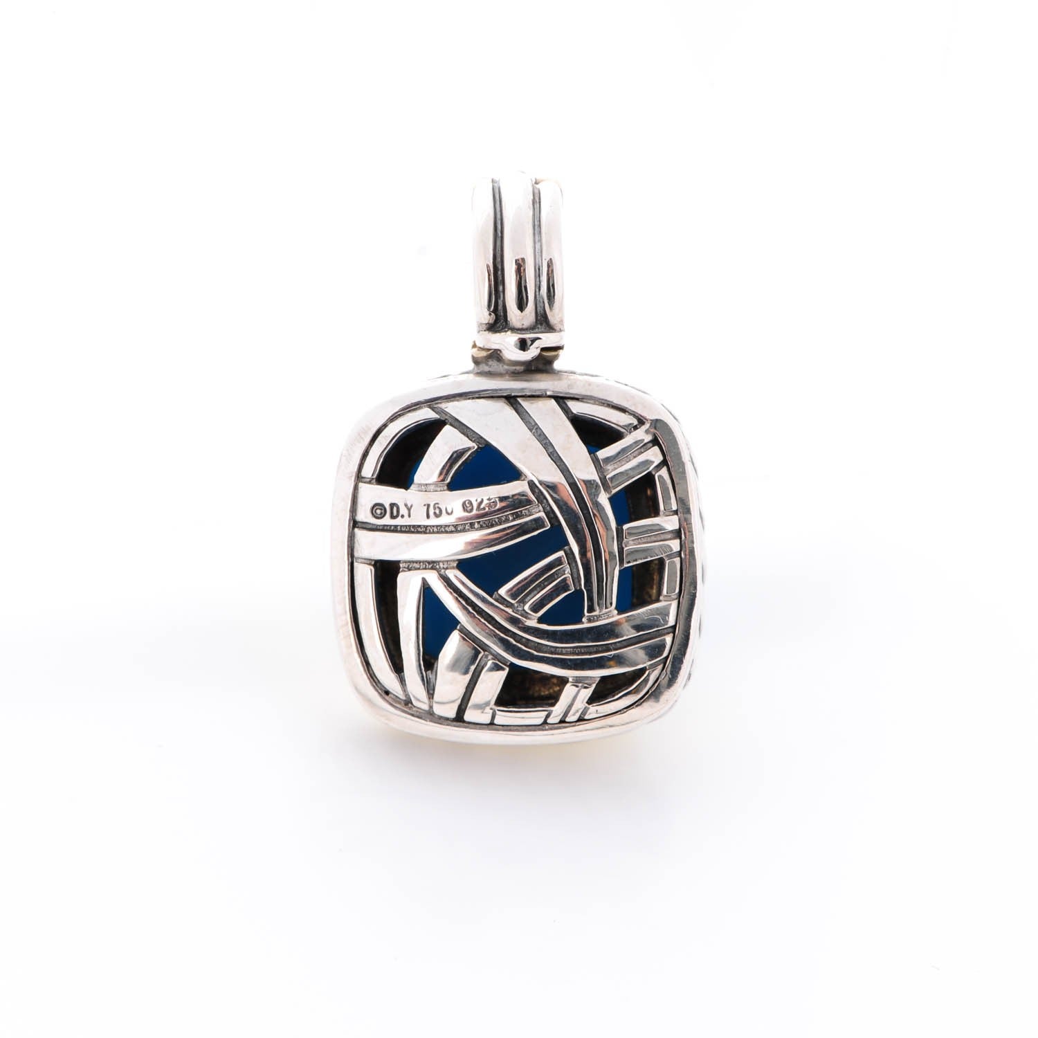 David Yurman Sterling Silver Turquoise 17mm Albion Enhancer Pendant 3 of 6
