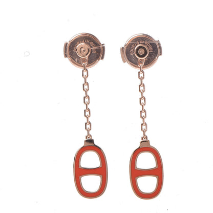 Hermes Rose Gold Lacquered Farandole Drop Earrings Orange Fonce 1 of 5