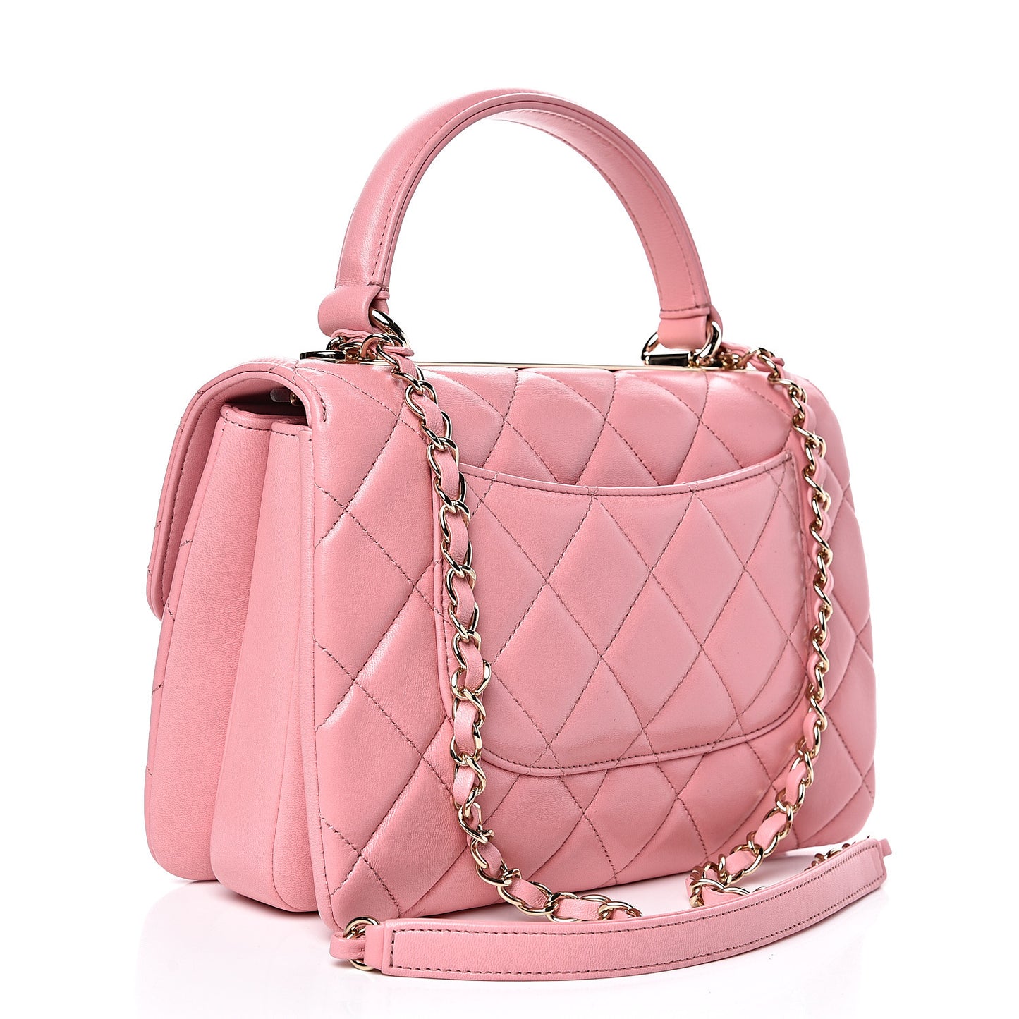 Lambskin Quilted Small Trendy CC Flap Dual Handle Bag Pink