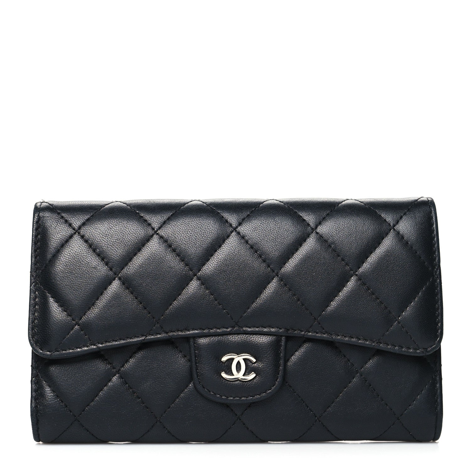 Chanel Lambskin Quilted Large Flap Wallet Black 1 of 13