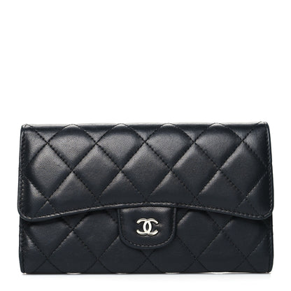 Chanel Lambskin Quilted Large Flap Wallet Black 1 of 13