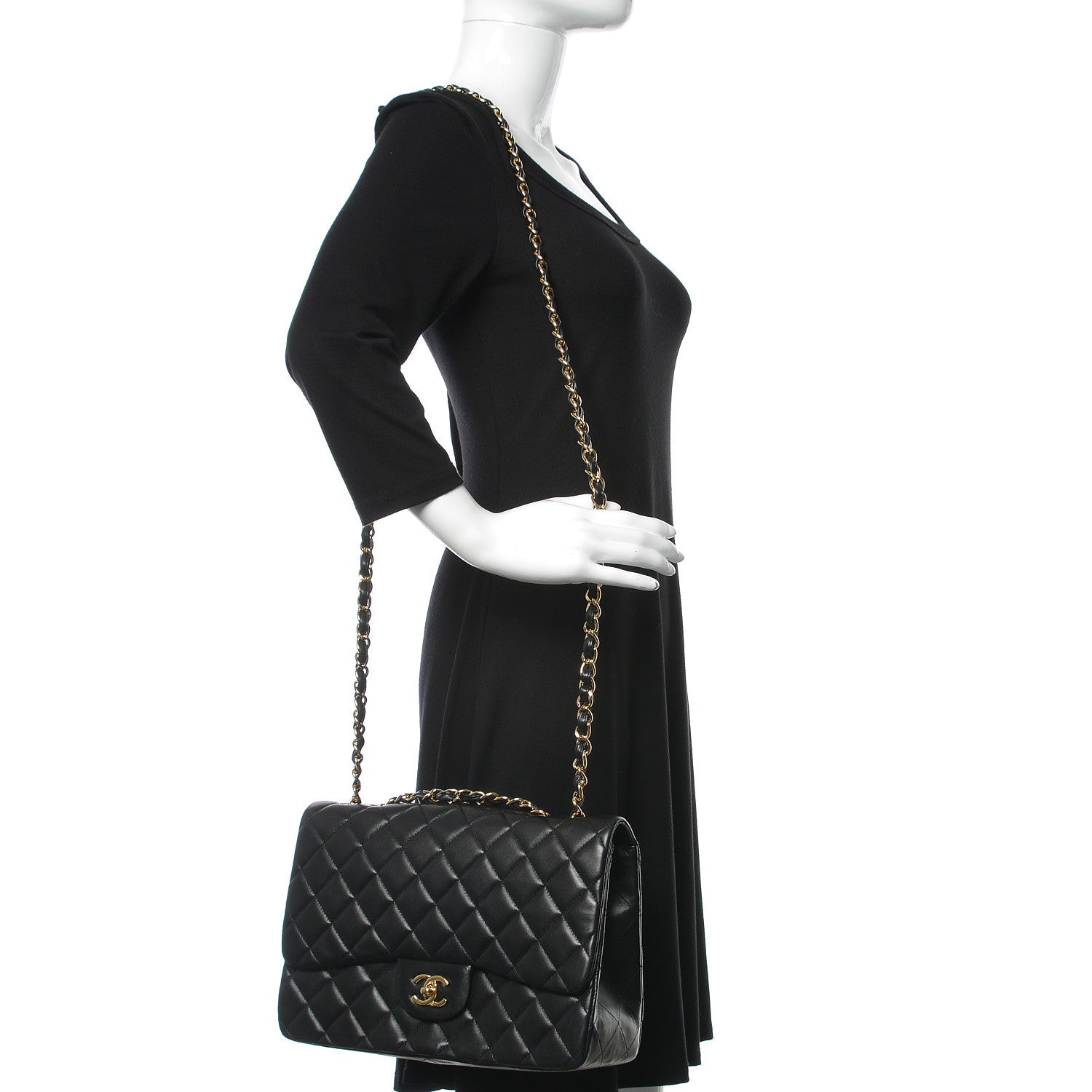 Chanel Lambskin Quilted Jumbo Single Flap Black 2 of 15