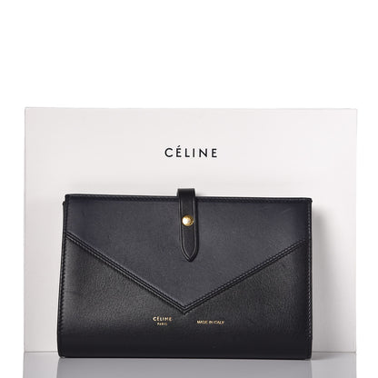 Celine Shiny Smooth Calfskin Large Multifunction V Shape Wallet Navy Black 9 of 9