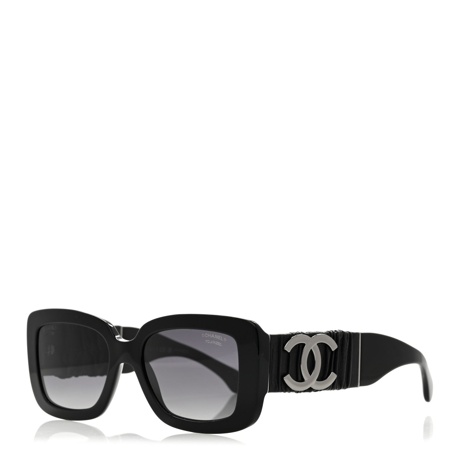 Chanel Acetate Calfskin Polarized Square Sunglasses 5473-Q Black 1 of 8