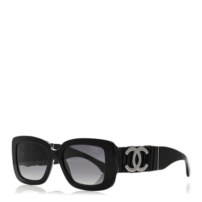Chanel Acetate Calfskin Polarized Square Sunglasses 5473-Q Black 1 of 8