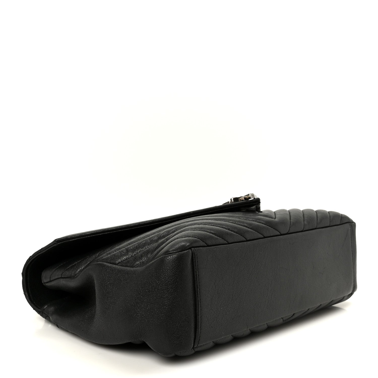 Saint Laurent Sheepskin Matelasse Chevron Monogram Large College Satchel Black 4 of 12