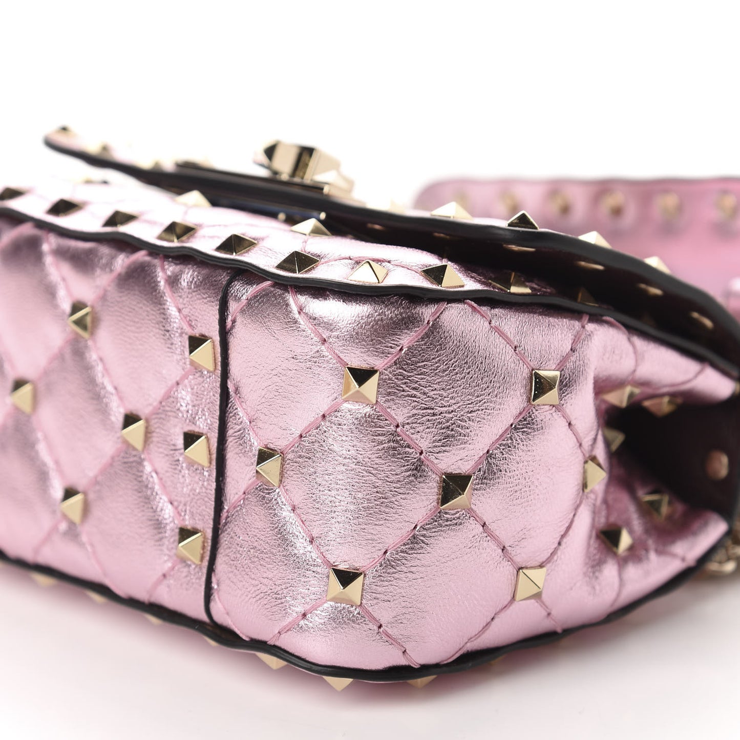 Metallic Nappa Micro Rockstud Spike Shoulder Bag Giacinto