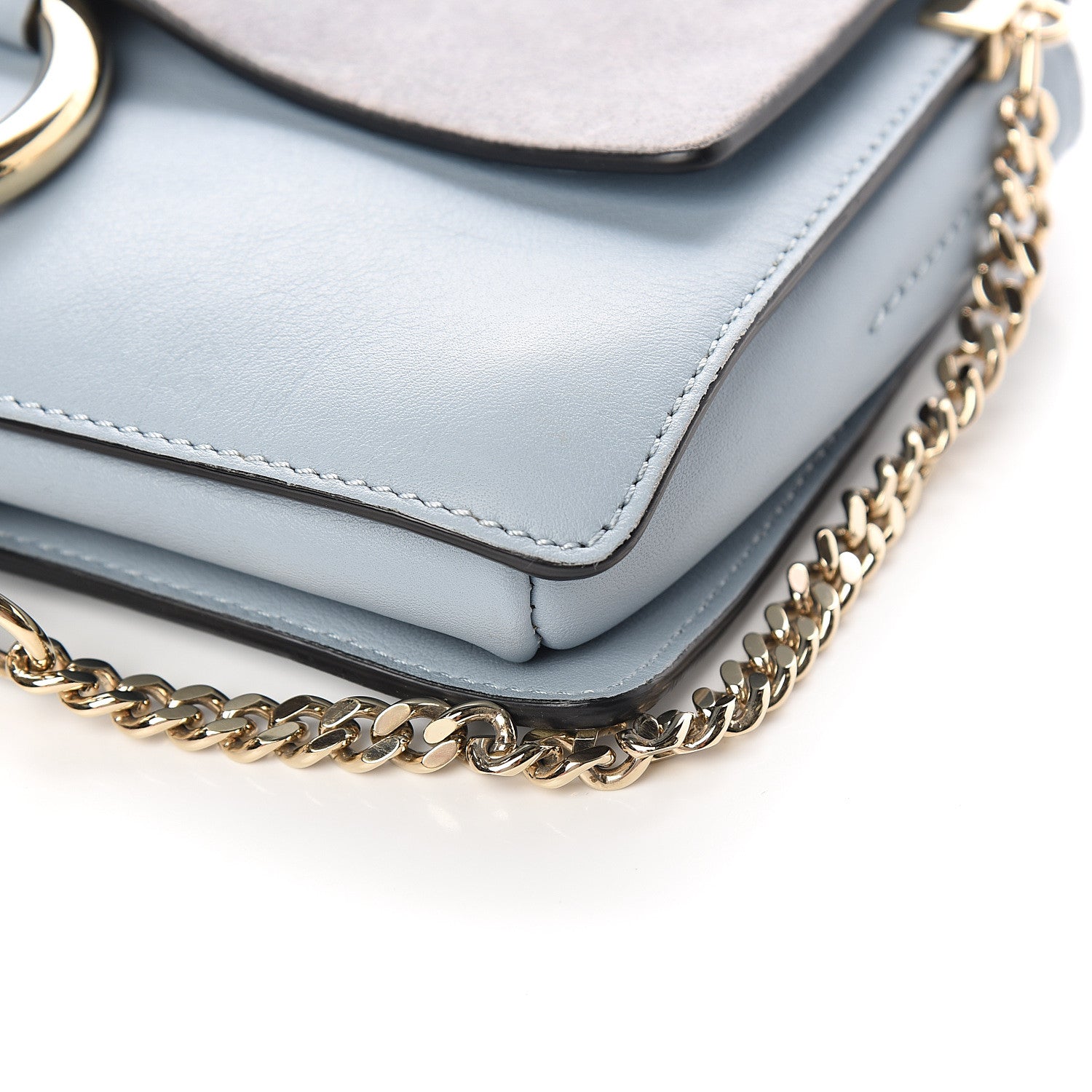 Chloe Suede Calfskin Small Faye Shoulder Bag Fresh Blue 9 of 11