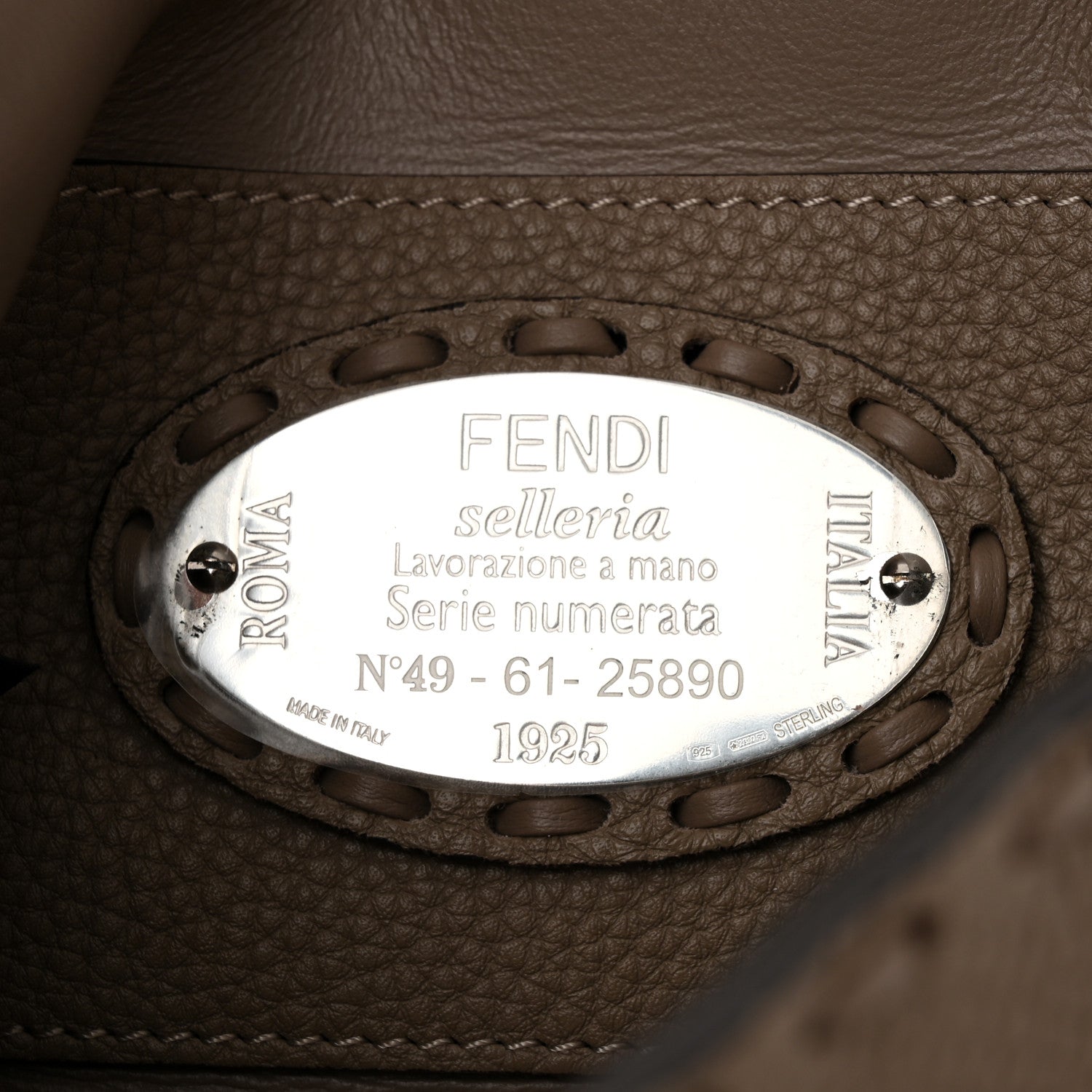 Fendi Cuoio Roma Sellerissima Nappa Sintetica Tape Stitch Mini Baguette Corda 6 of 10