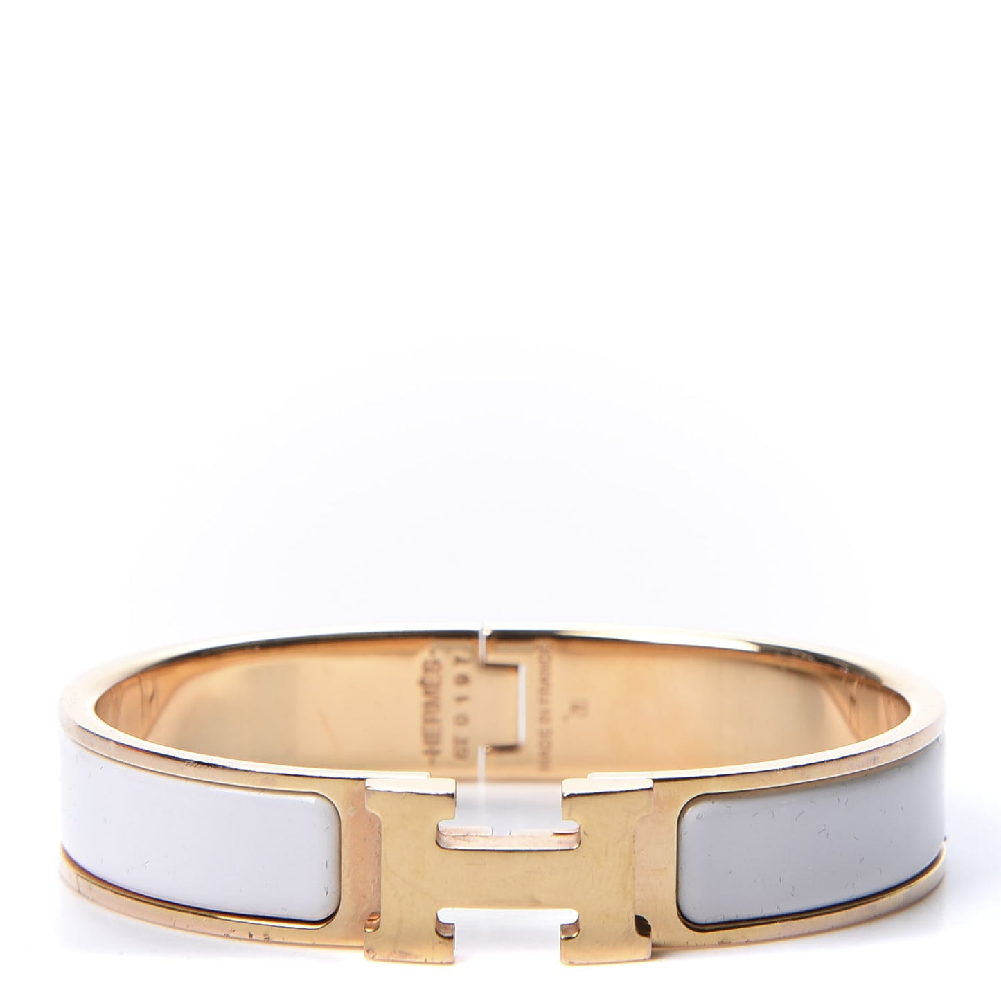 Enamel Narrow Clic Clac H Bracelet PM White