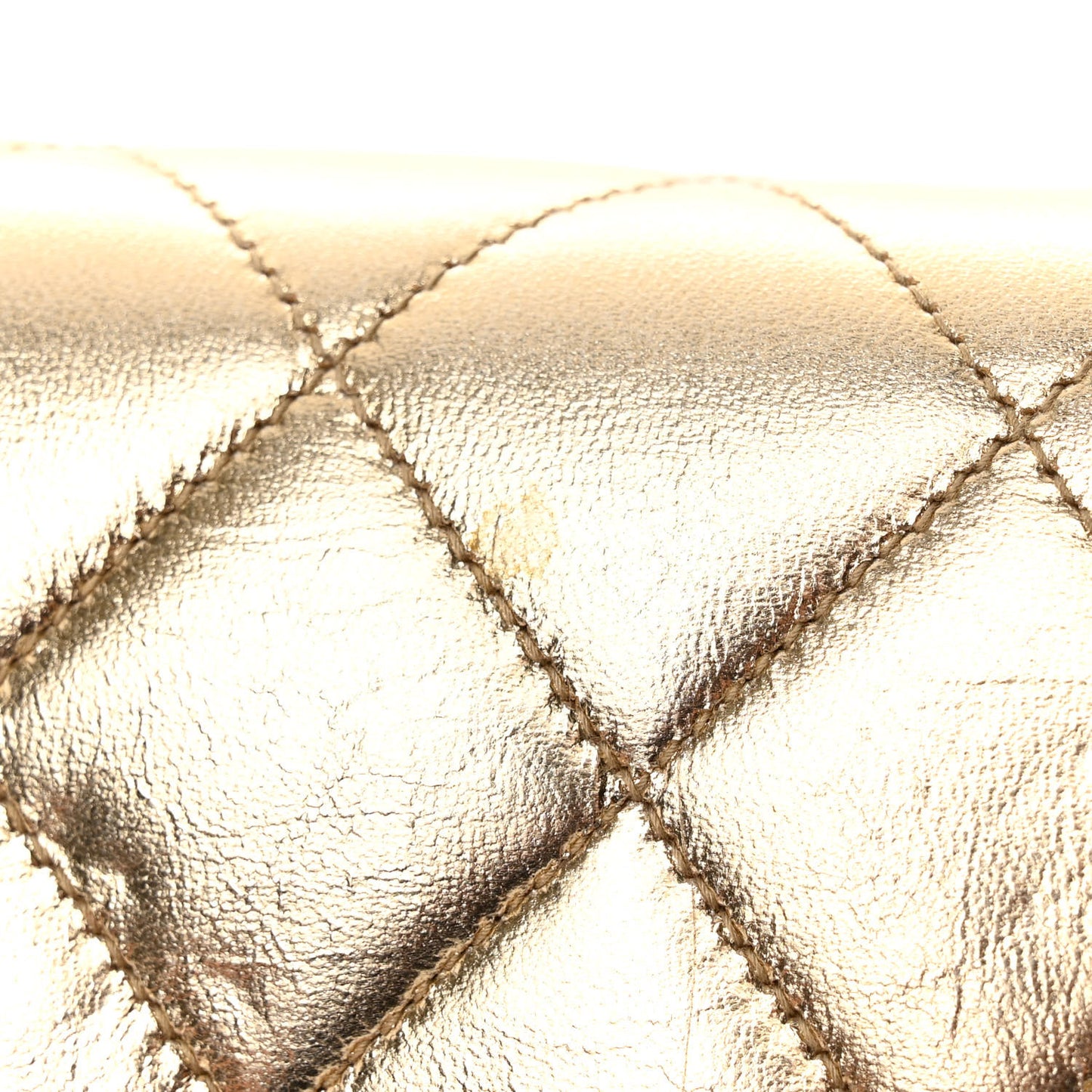 Metallic Lambskin Quilted Multi Chain Single Flap Gold