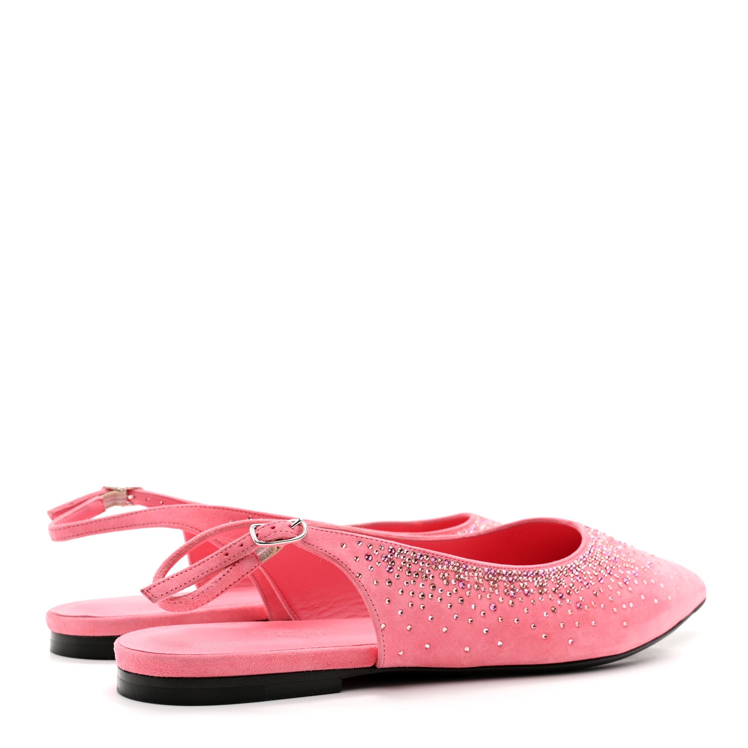 Hermes Suede Goatskin Rhinestone Brillante Ballet Flats 40 Rose Jaipur 4 of 11