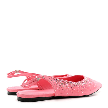 Hermes Suede Goatskin Rhinestone Brillante Ballet Flats 40 Rose Jaipur 4 of 11