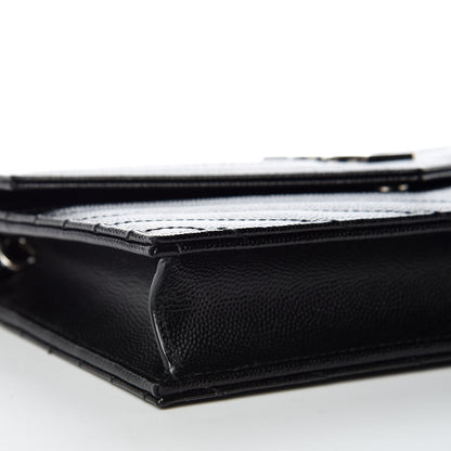 Saint Laurent Grain De Poudre Matelasse Chevron Monogram Envelope Chain Wallet Black 5 of 9
