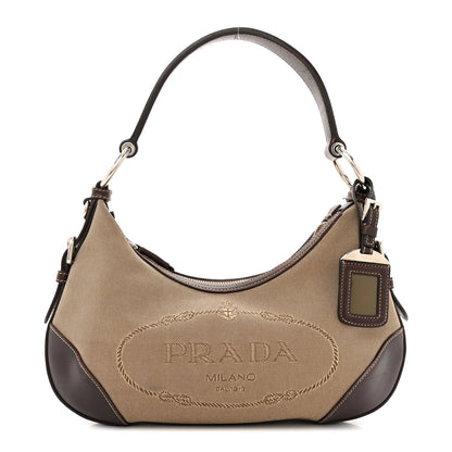 Prada Jacquard Logo Hobo Corda Bruciato 1 of 17