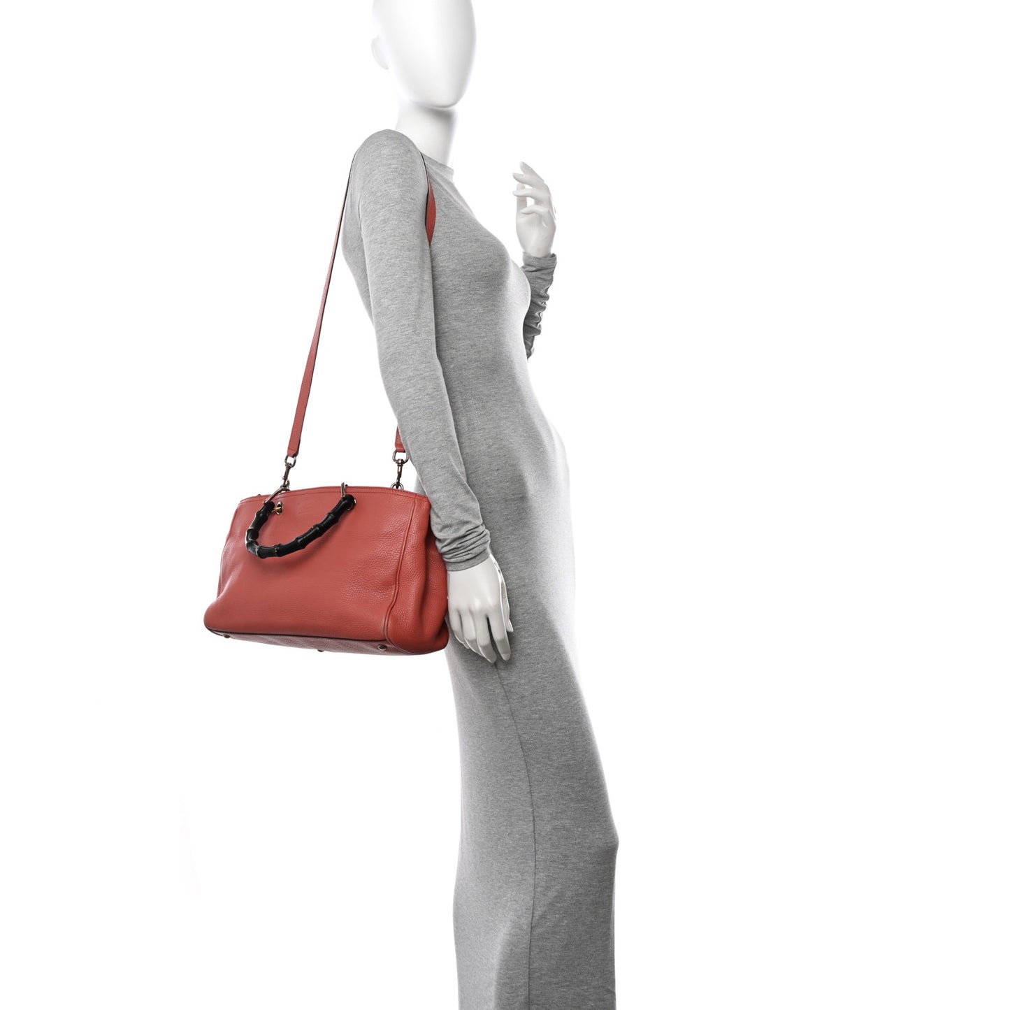 Pebbled Calfskin Bi-Color Medium Bamboo Shopper Tote Pink