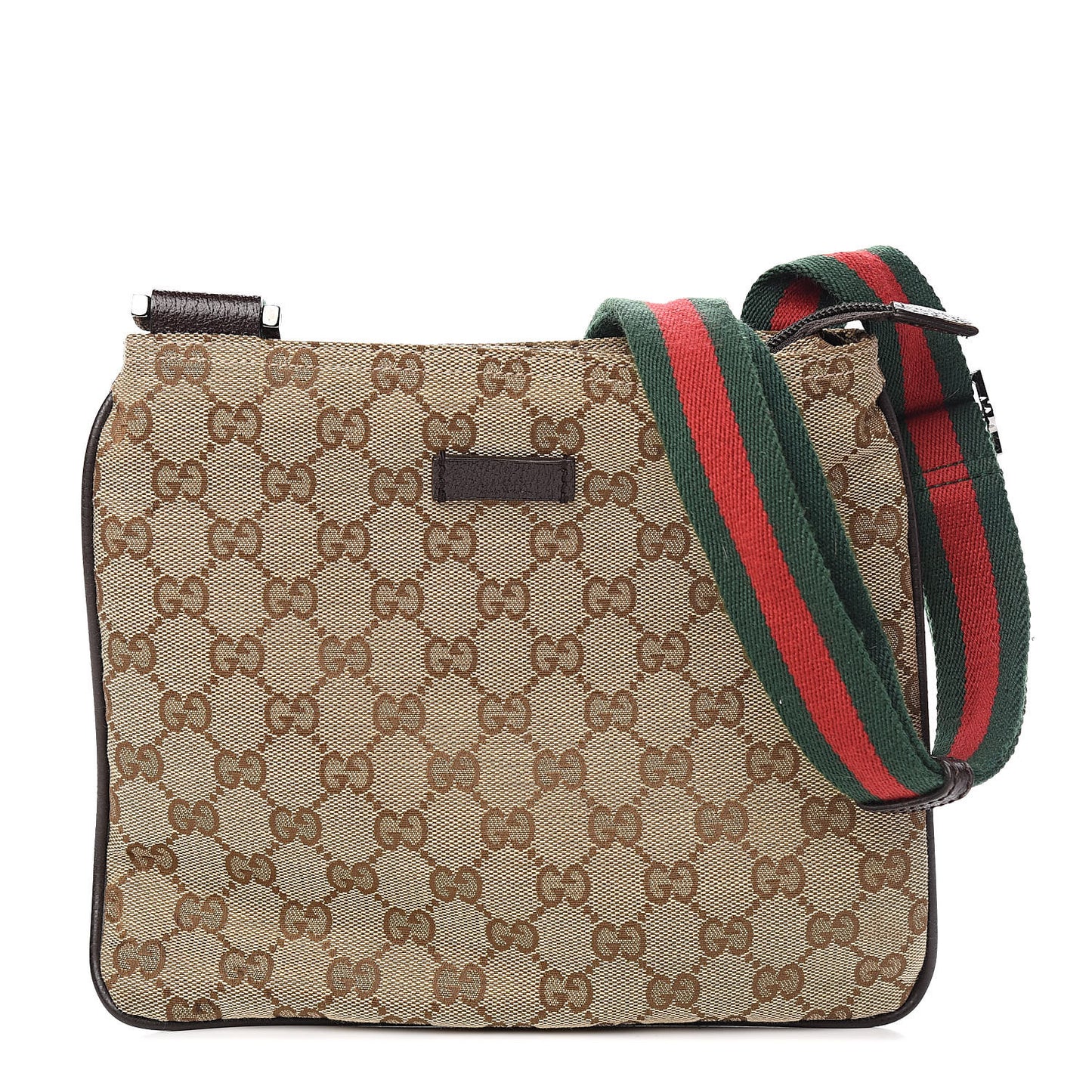 Monogram Web Medium Flat Messenger Bag Brown
