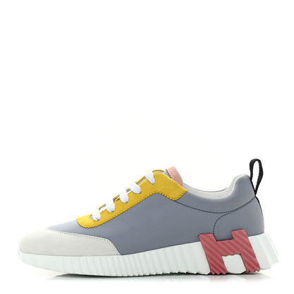 Hermes Technical Canvas Suede Goatskin Bouncing Sneakers 38.5 Gris Multicolor 1 of 7