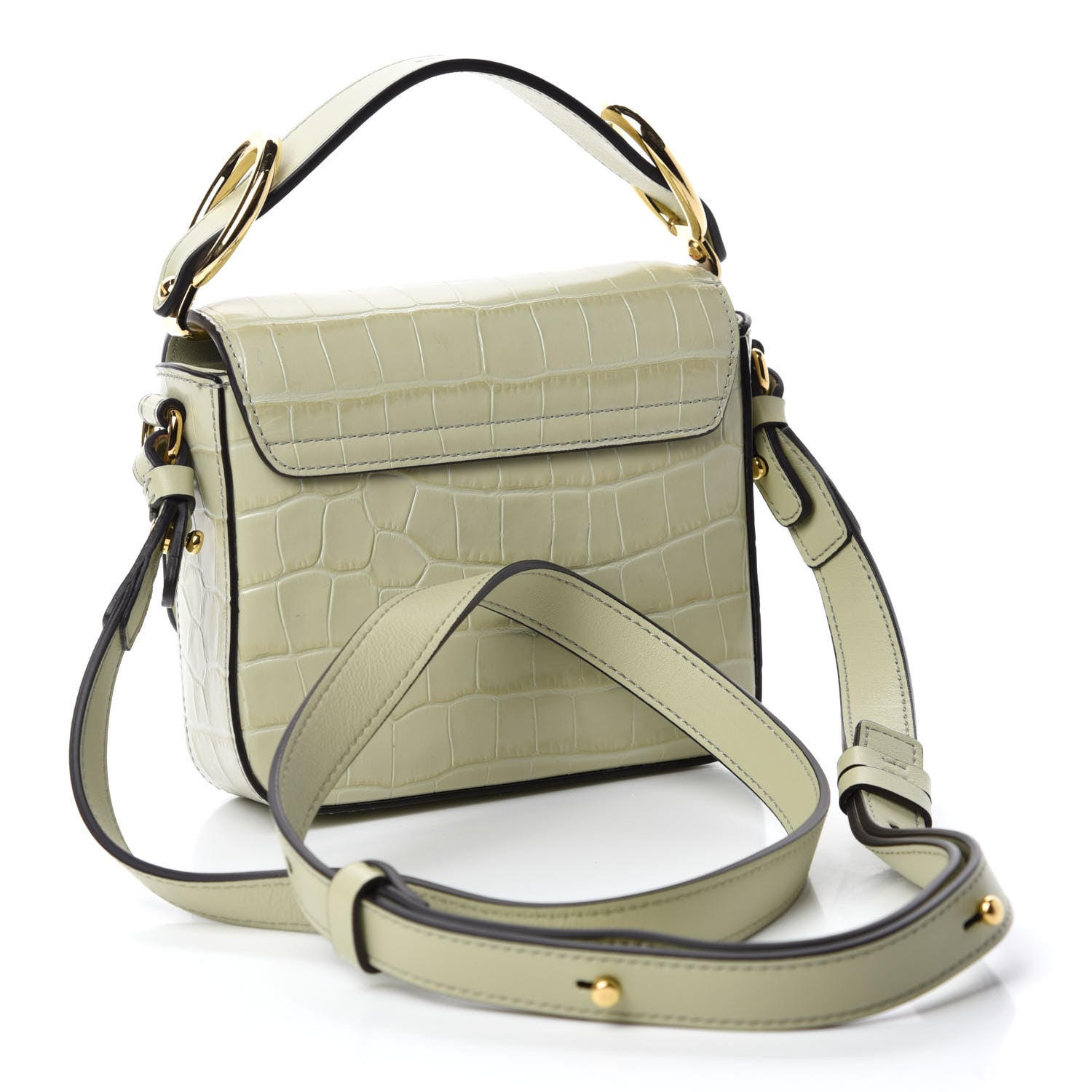 Chloe Calfskin Crocodile Embossed Mini C Double Carry Light Eucalyptus 3 of 9