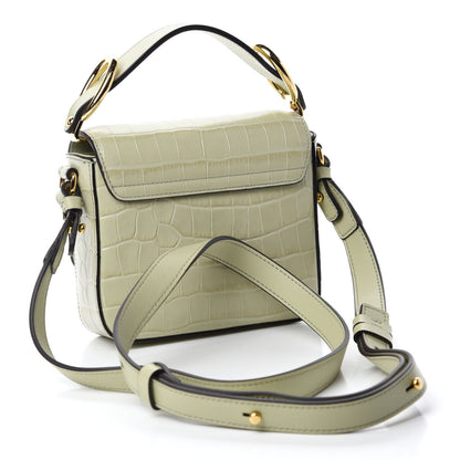 Chloe Calfskin Crocodile Embossed Mini C Double Carry Light Eucalyptus 3 of 9