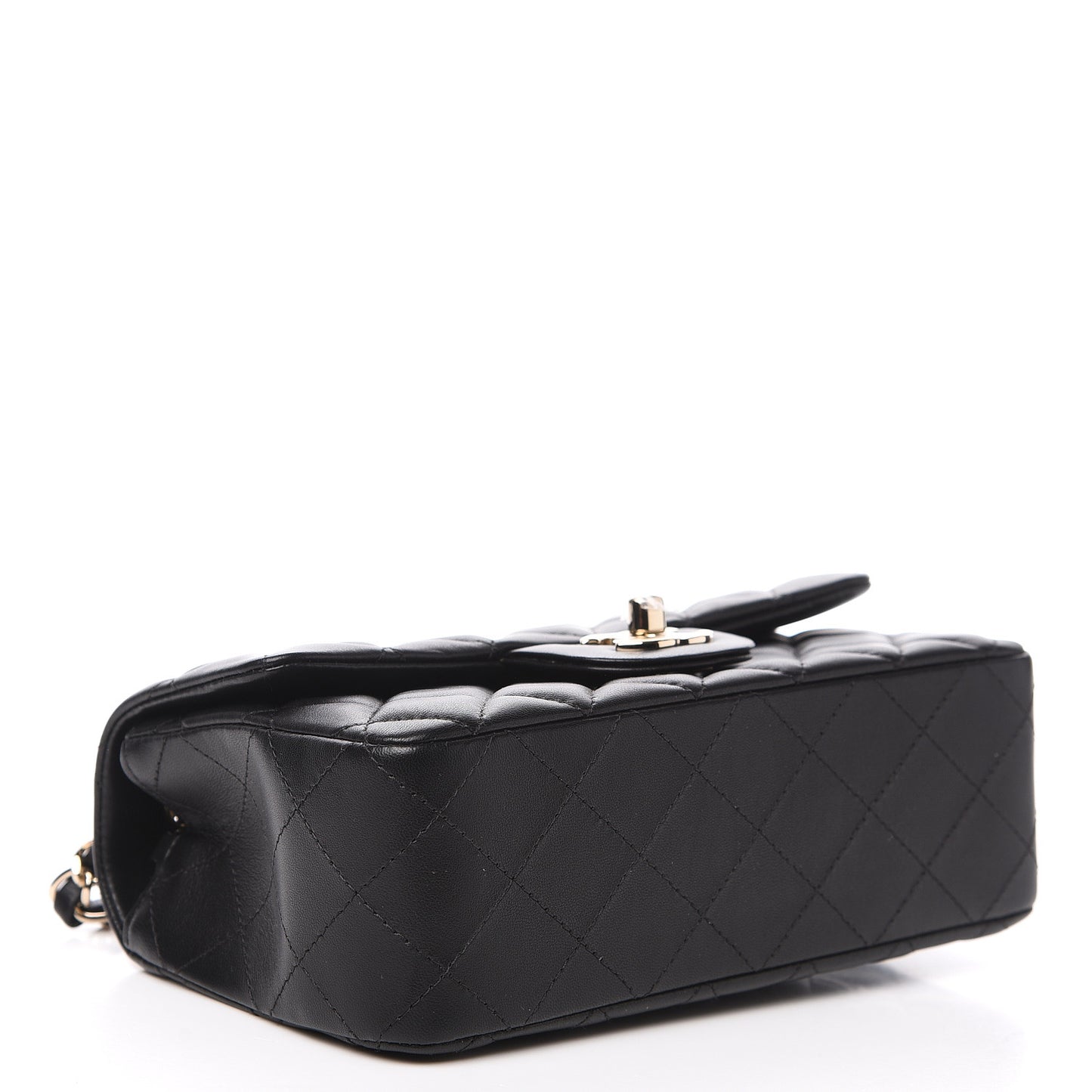 Lambskin Quilted Mini Rectangular Flap Black